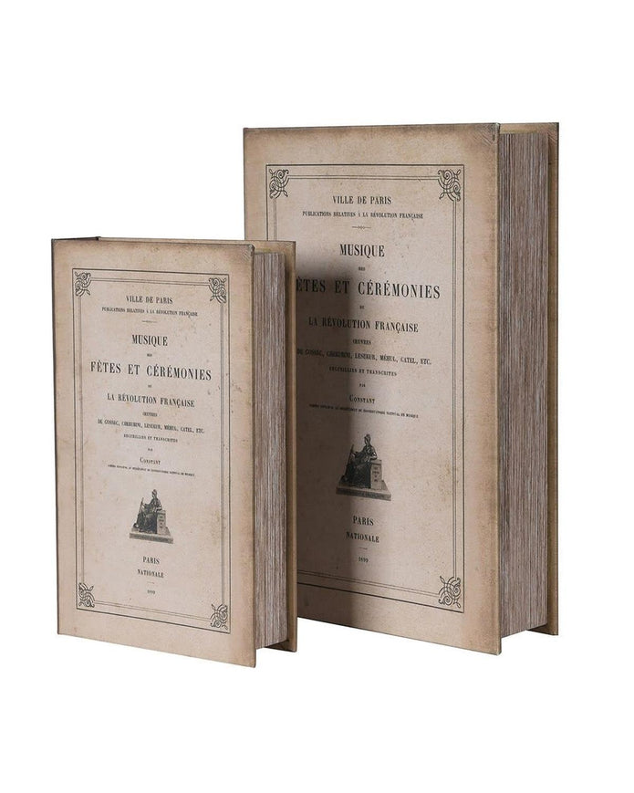 Vintage Cream And Black Design Storage Book Boxes - Set of 2