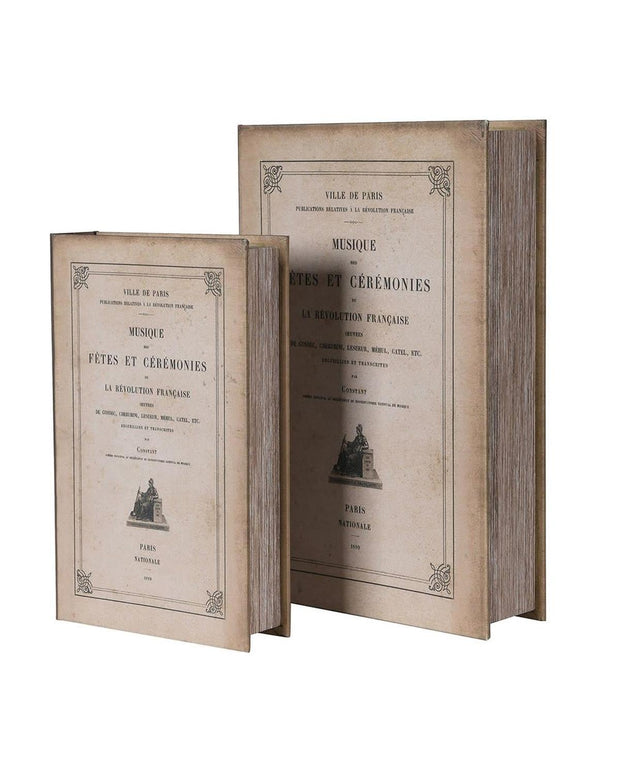 Vintage Cream And Black Design Storage Book Boxes - Set of 2