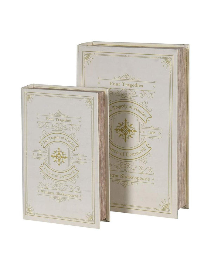 Vintage Cream And Gold Design Storage Book Boxes - Set of 2