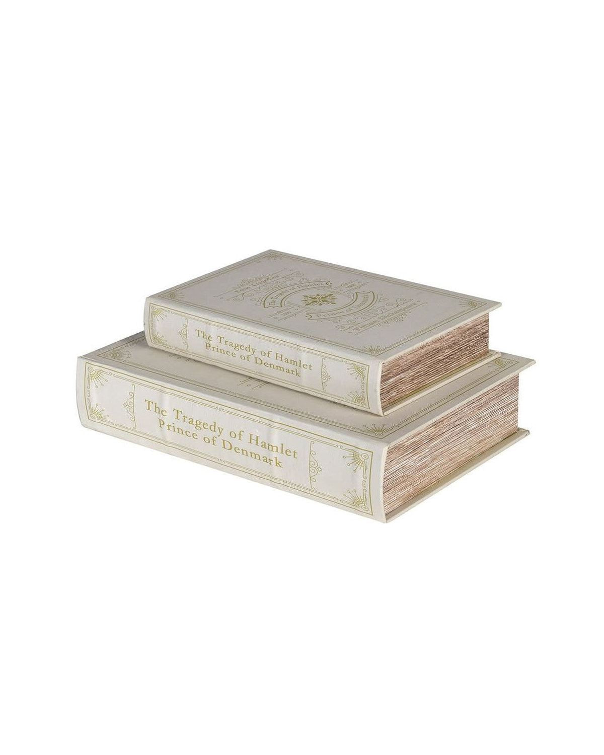 Vintage Cream And Gold Design Storage Book Boxes - Set of 2