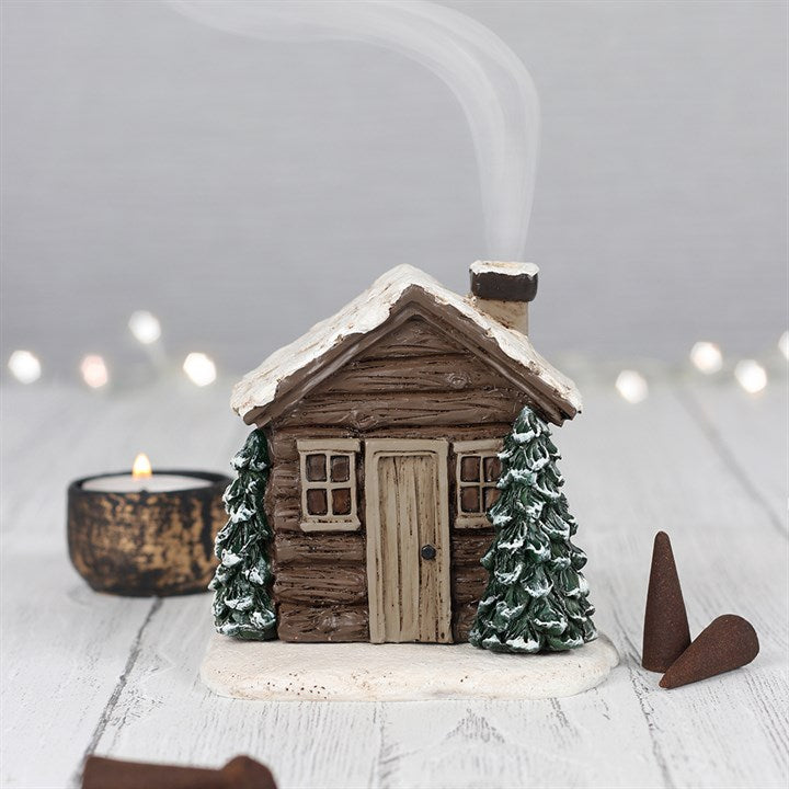 Christmas Log Cabin House Incense Cone Burner and Box Of Cones