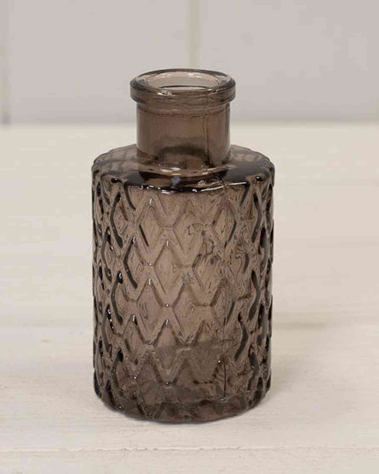 Warm Grey Glass Mini Bottle Bud Vase