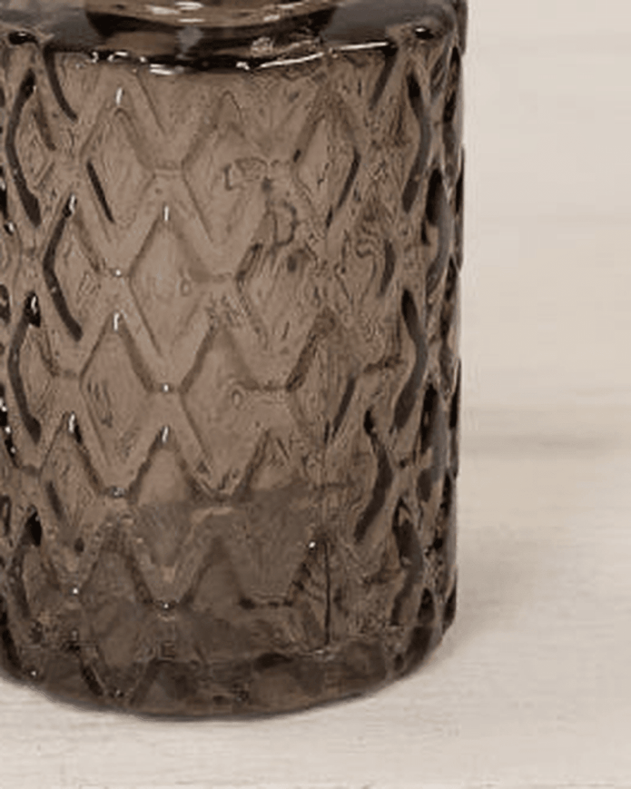 Warm Grey Glass Mini Bottle Bud Vase