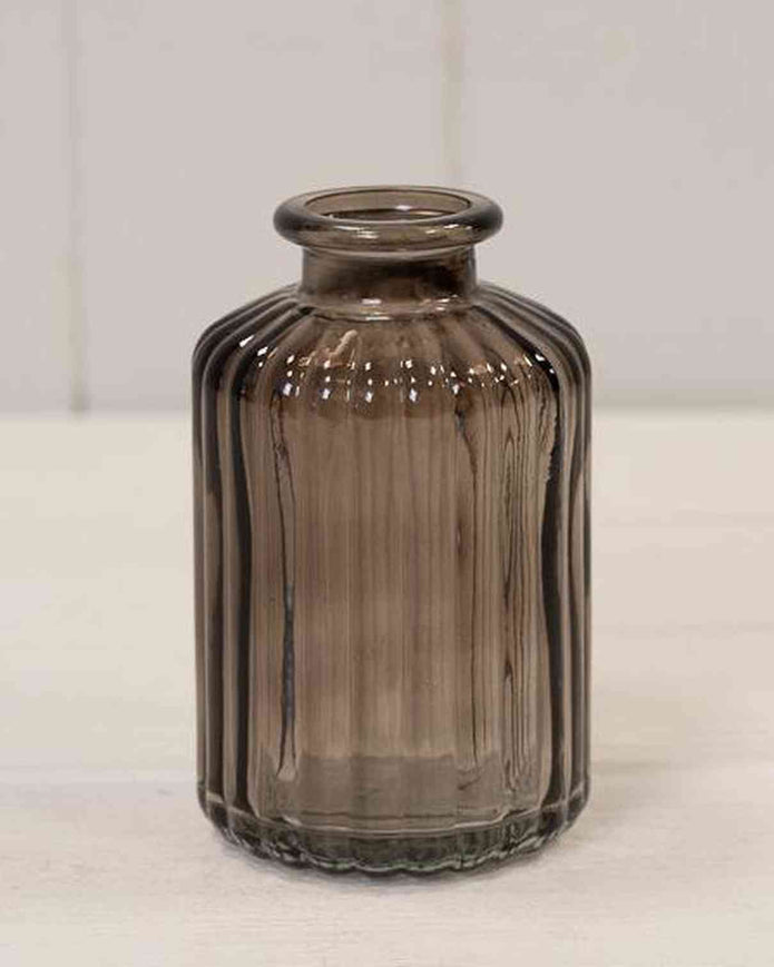 Warm Grey Glass Tall Bud Vase