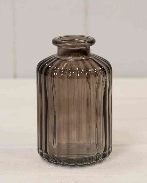 Warm Grey Glass Tall Bud Vase