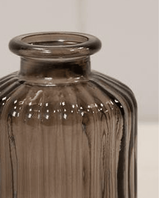 Warm Grey Glass Tall Bud Vase