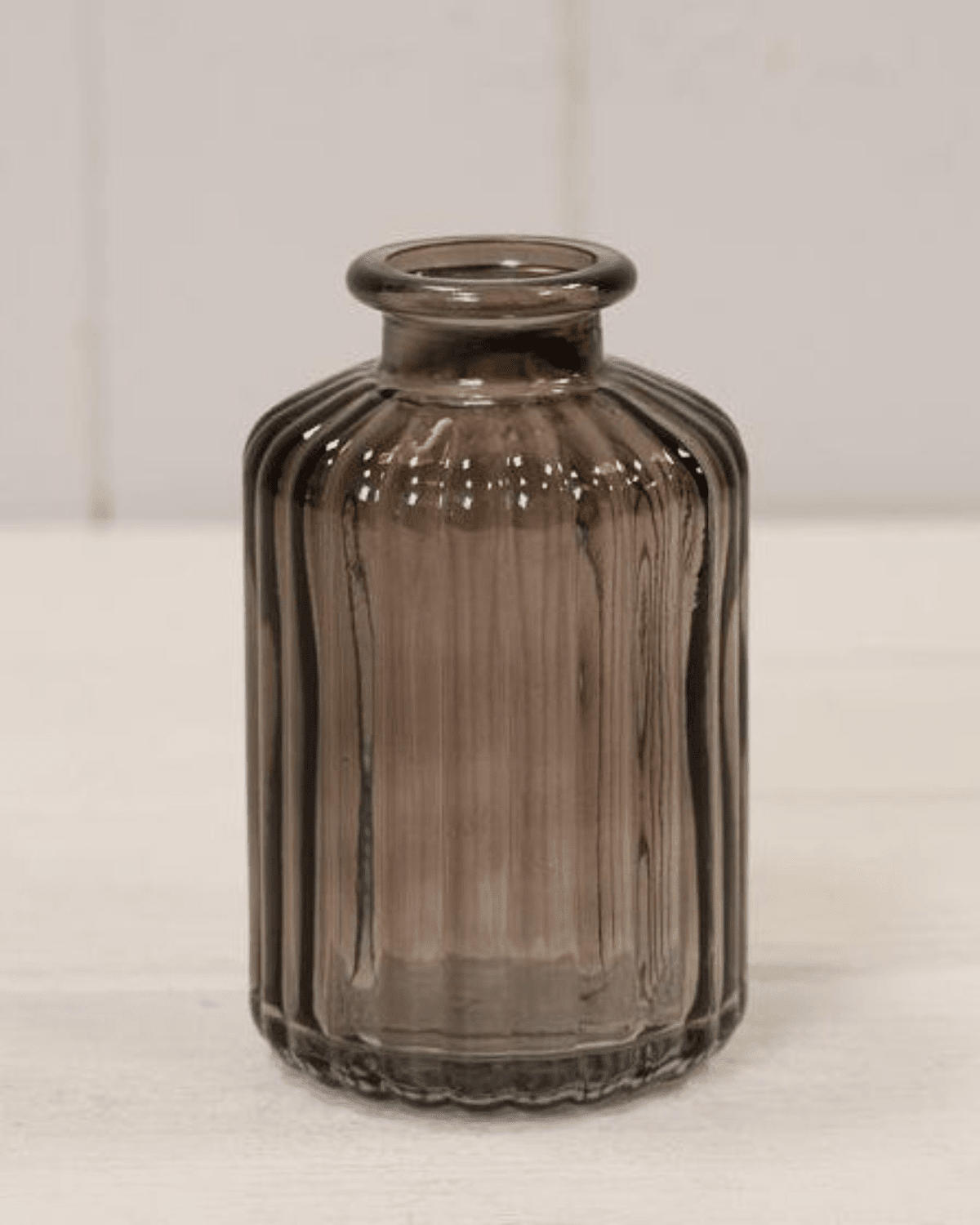 Warm Grey Glass Tall Bud Vase