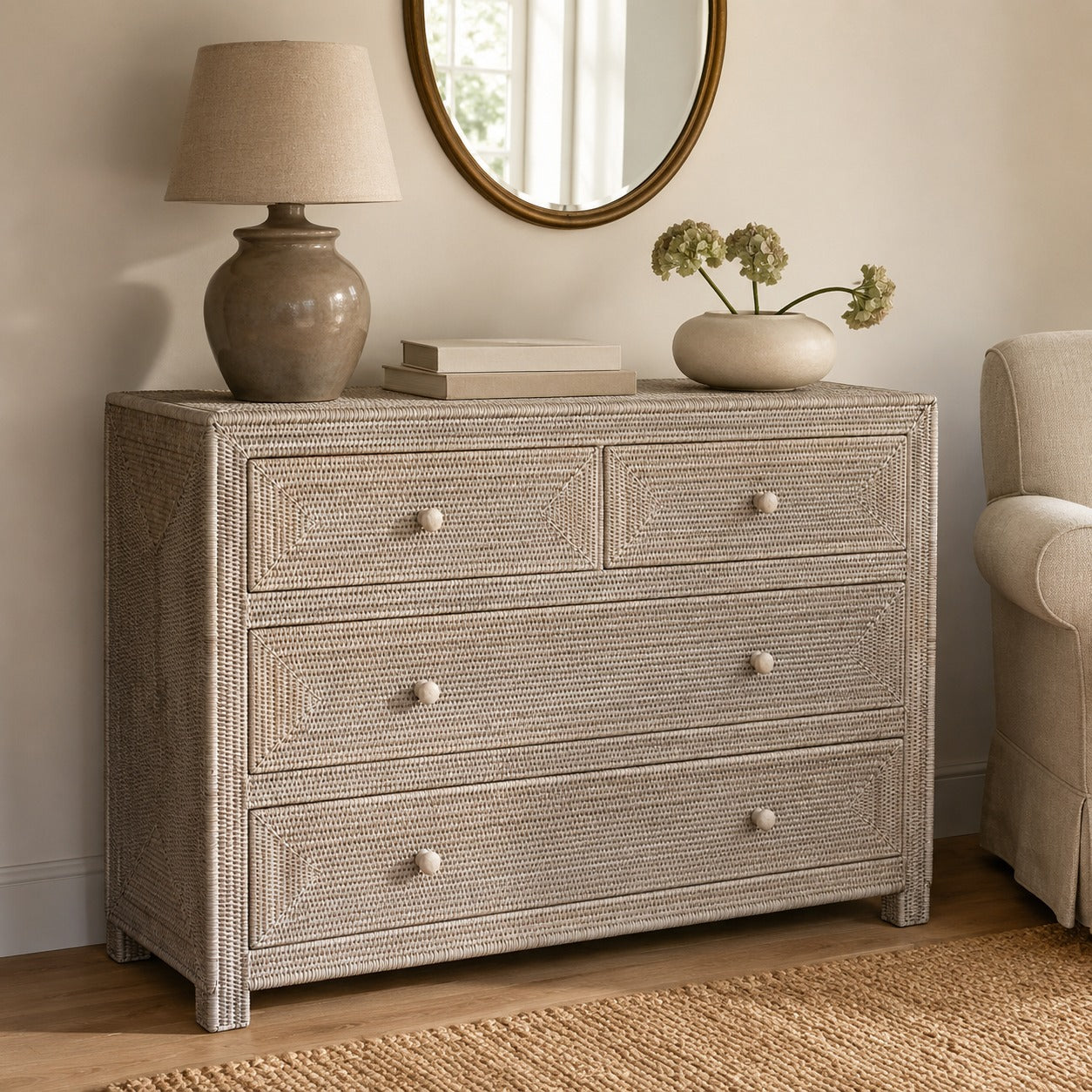 Rattan Large Rectangular Chest Of Drawers - PRE ORDER MID SEPTEMBER DELIVERY