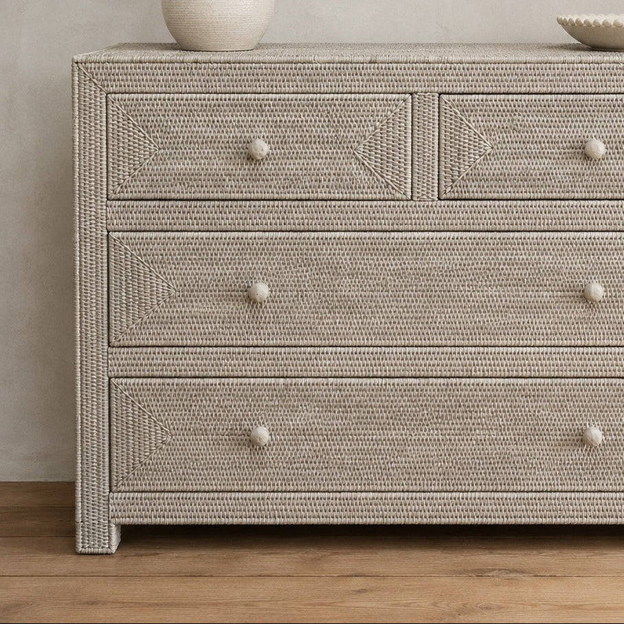 Rattan Large Rectangular Chest Of Drawers - PRE ORDER MID SEPTEMBER DELIVERY