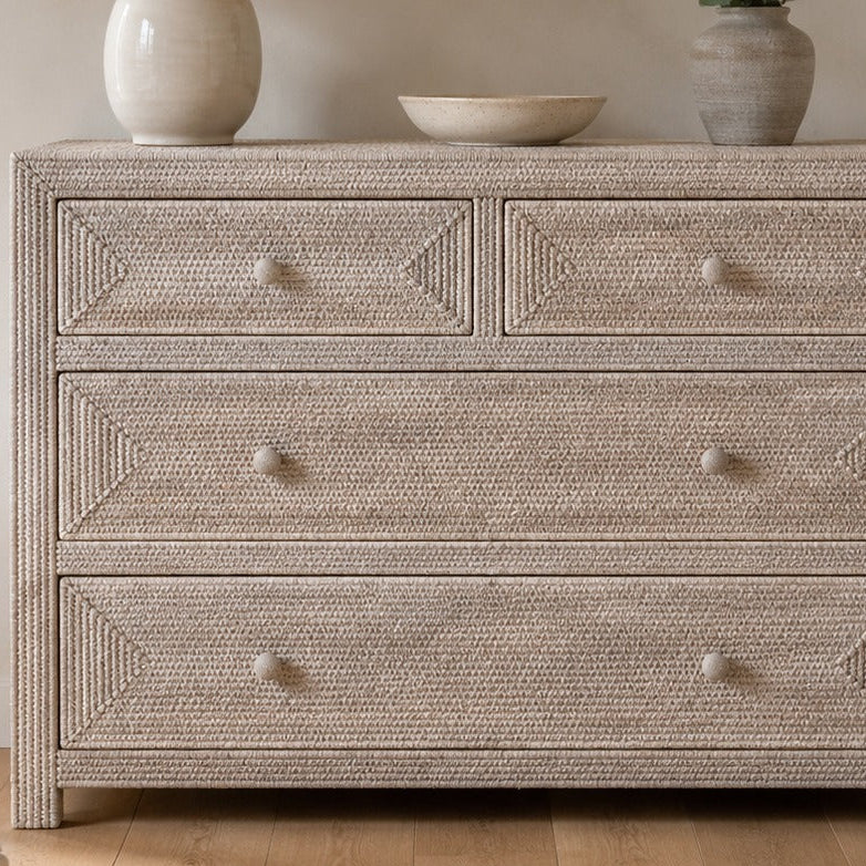 Rattan Large Rectangular Chest Of Drawers - PRE ORDER MID SEPTEMBER DELIVERY