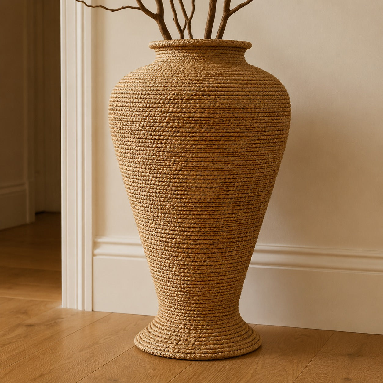 Rattan Large Floor Standing Vase