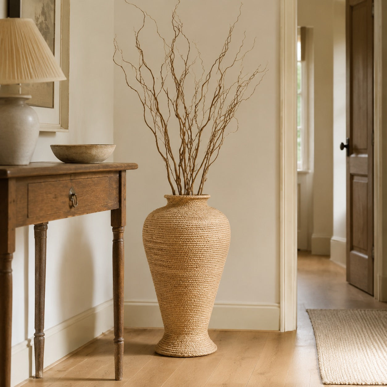 Rattan Large Floor Standing Vase