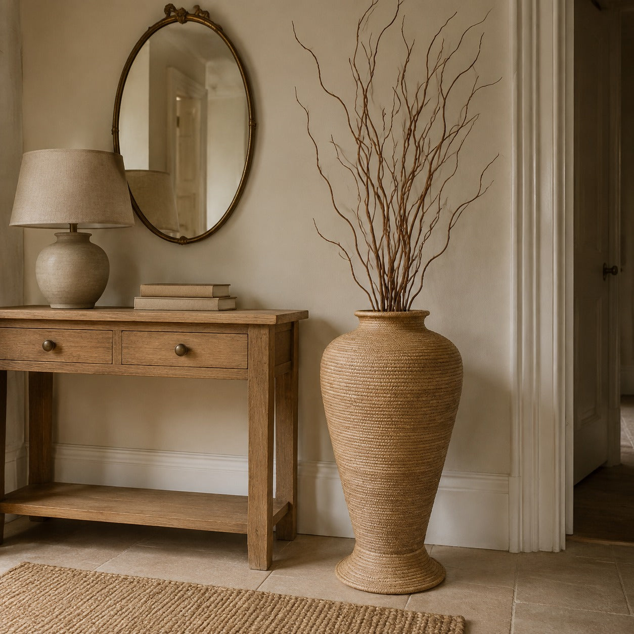 Rattan Large Floor Standing Vase