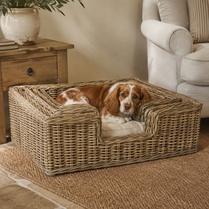 Rattan Wicker Rectangular Dog Bed