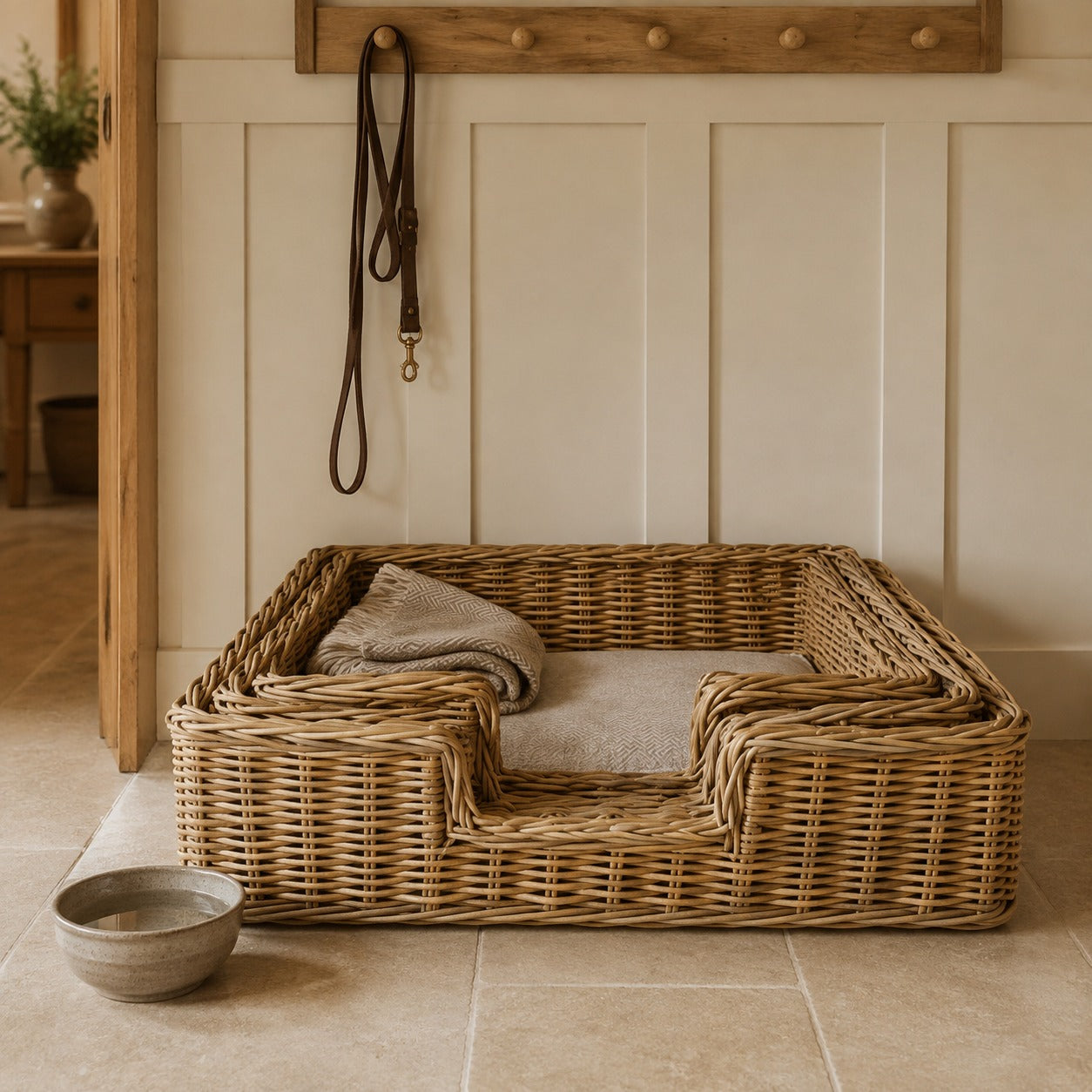 Rattan Wicker Rectangular Dog Bed
