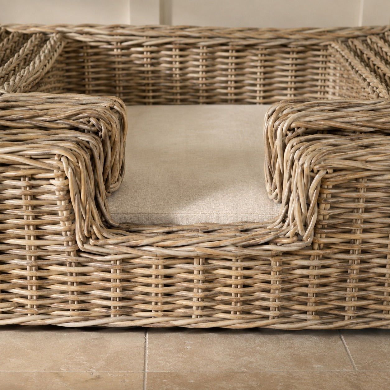 Rattan Wicker Rectangular Dog Bed
