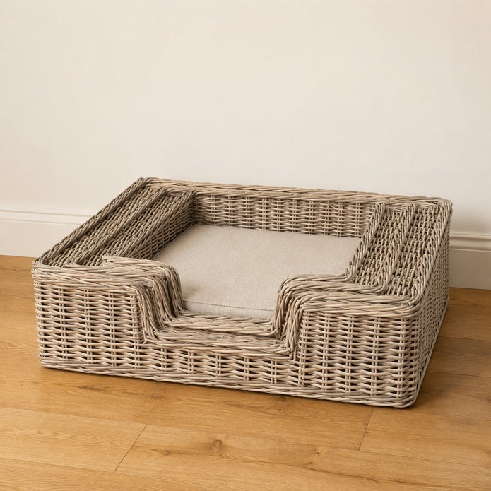 Rattan Wicker Rectangular Dog Bed