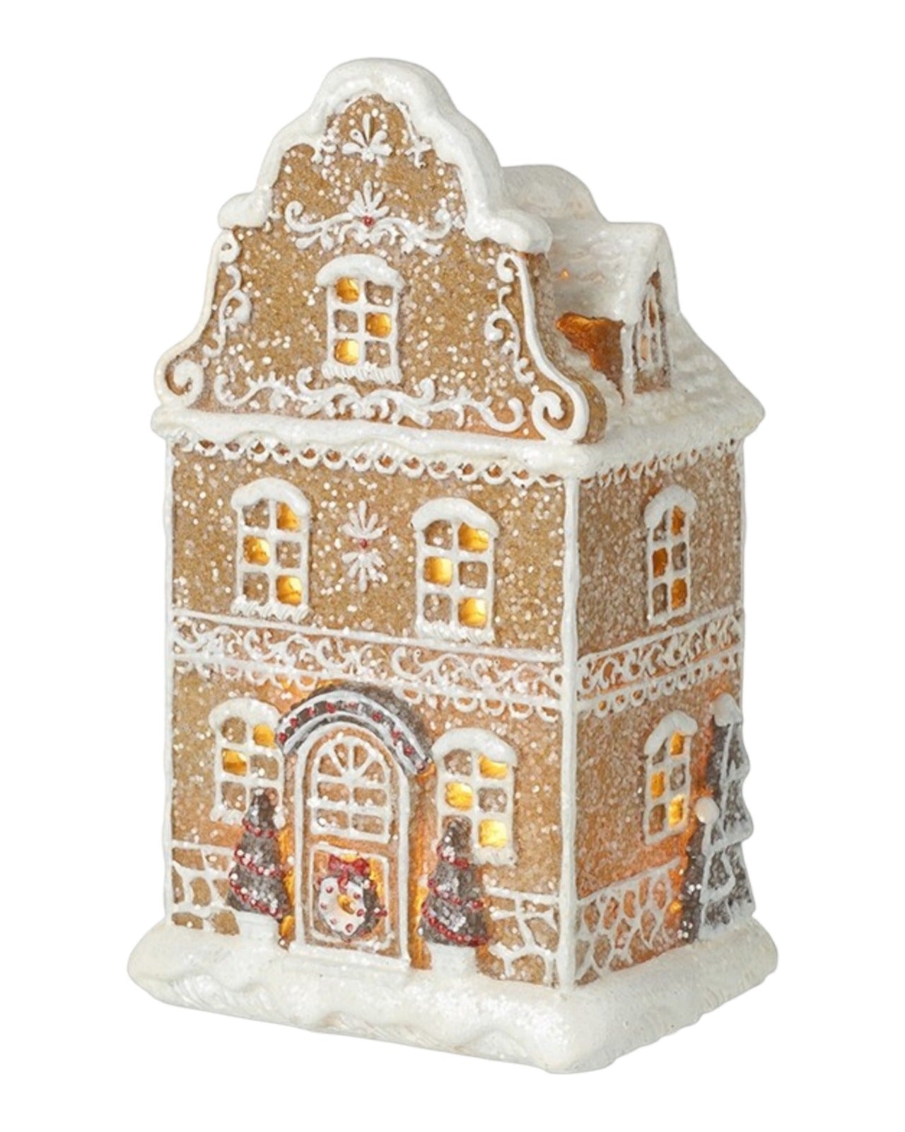 LED Light Up Gingerbread House with Trees