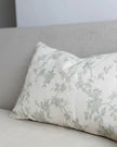 Aria Sage Green And White Rectangle Floral Print Cotton Cushion Cover