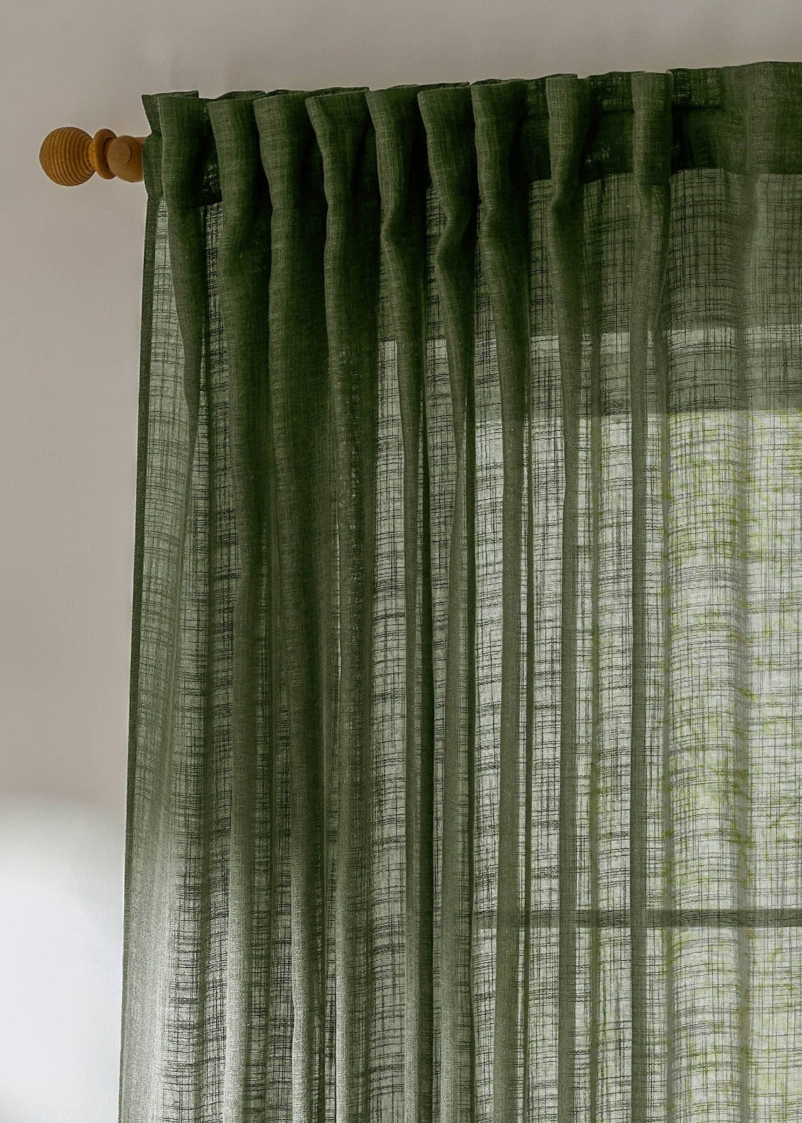 Yard Olive Green Woven Sheer Voile Curtain Panel