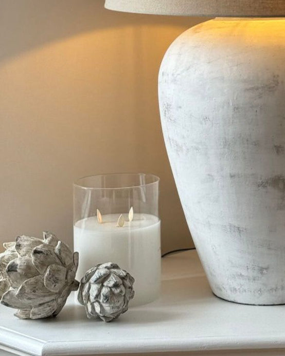 Stone concrete decorative artichoke for home decor, featuring textured surface and natural gray finish, by Hill Interiors.