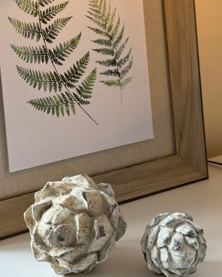 Wooden framed wall art print featuring vibrant green ferns, perfect for nature-inspired home decor by Hill Interiors.