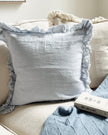 Hallie Ocean Blue Luxury Square Cotton Blend Cushion Cover