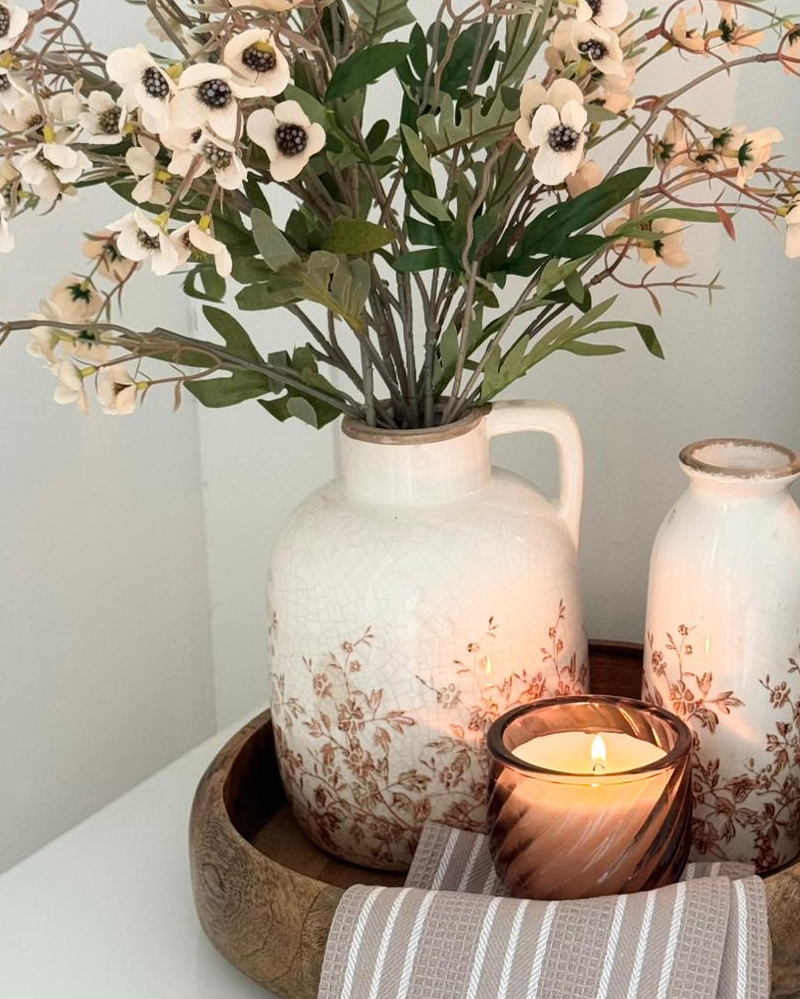 Autumnal Floral Print Vase - Medium