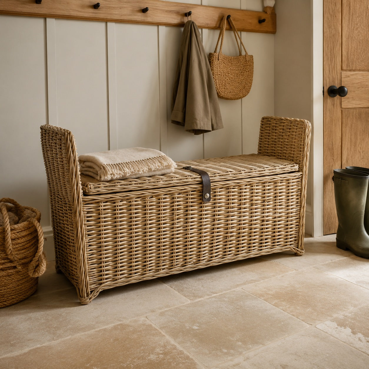 Rattan Rectangle Trunk Bench