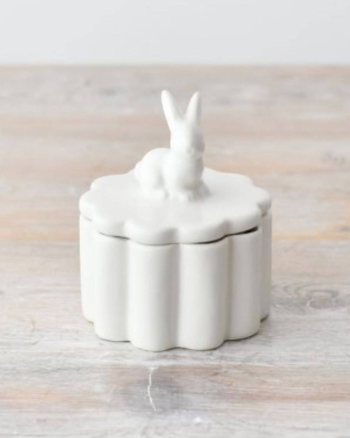 White Bunny Rabbit Pot With Lid