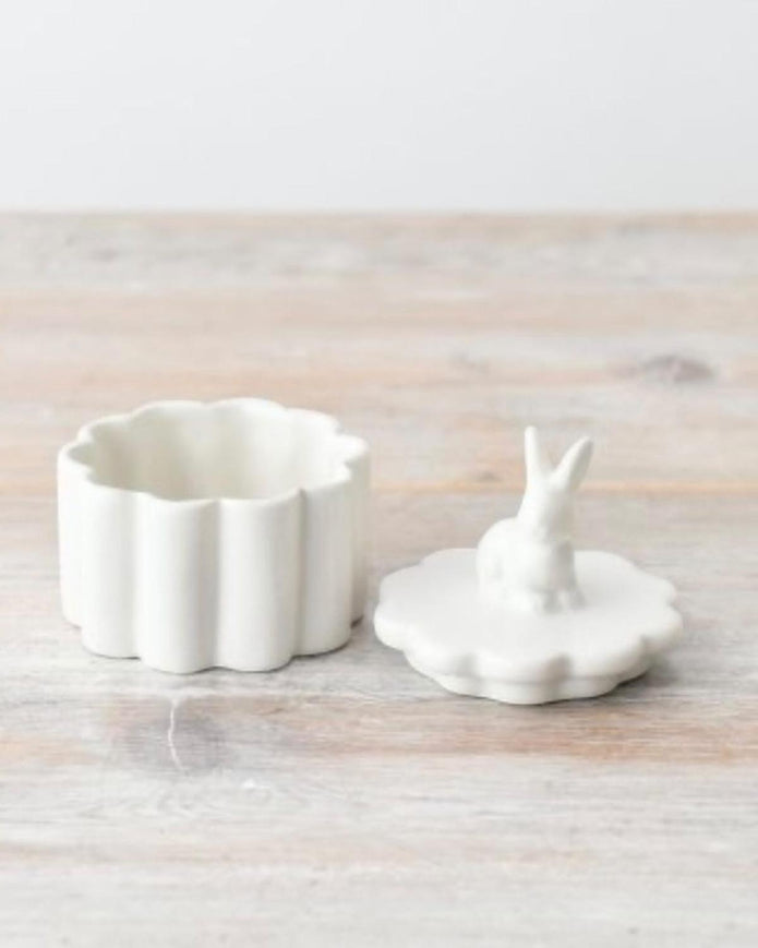White Bunny Rabbit Pot With Lid