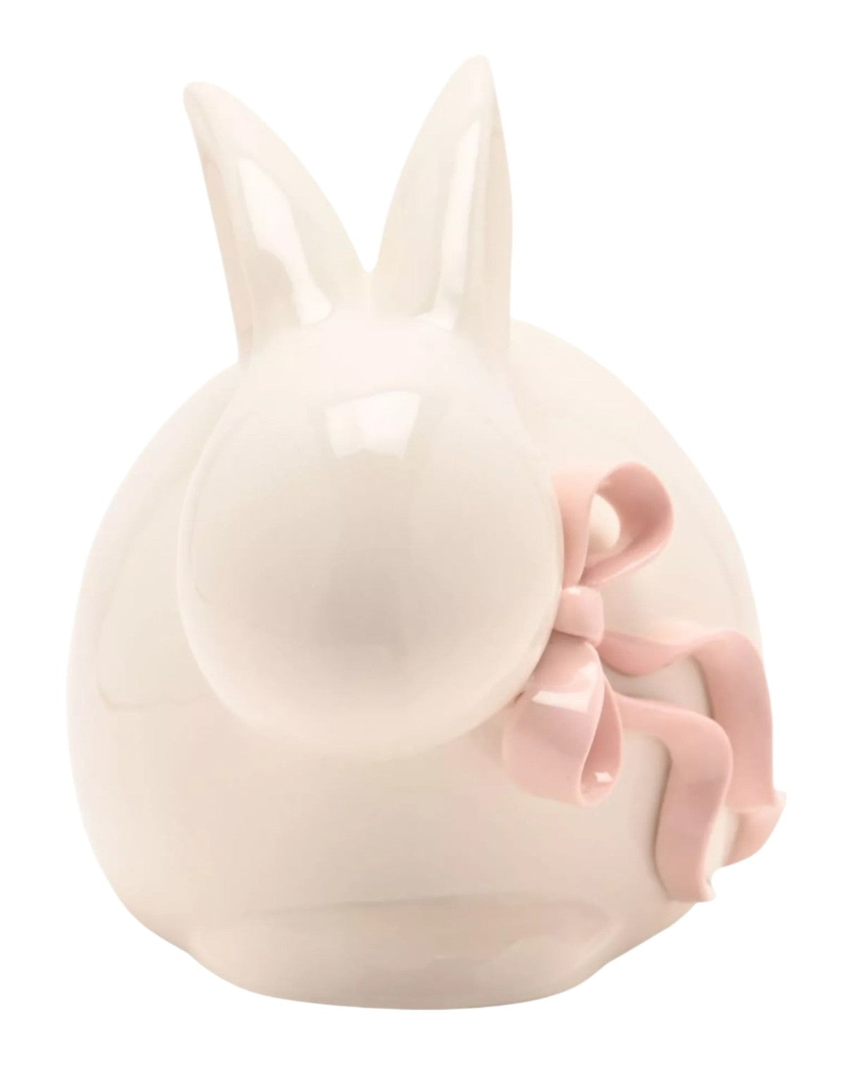 White Bunny With Pink Bow Ornament | Ceramic Easter Decoration