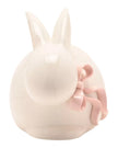 White Bunny With Pink Bow Ornament | Ceramic Easter Decoration
