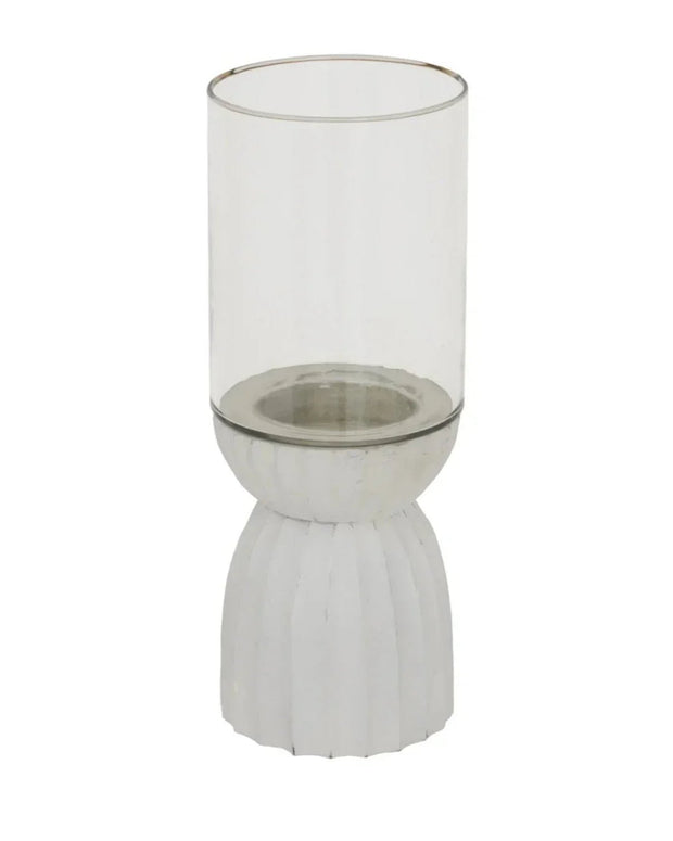 White Carved Hurricane Lantern