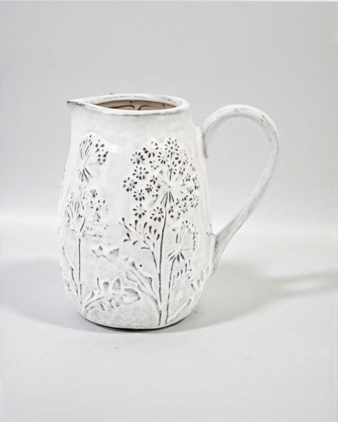 White Ceramic Allium Wildflower Jug