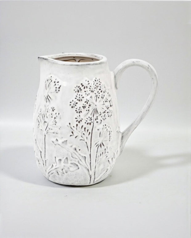 White Ceramic Allium Wildflower Jug