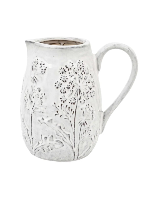 White Ceramic Allium Wildflower Jug