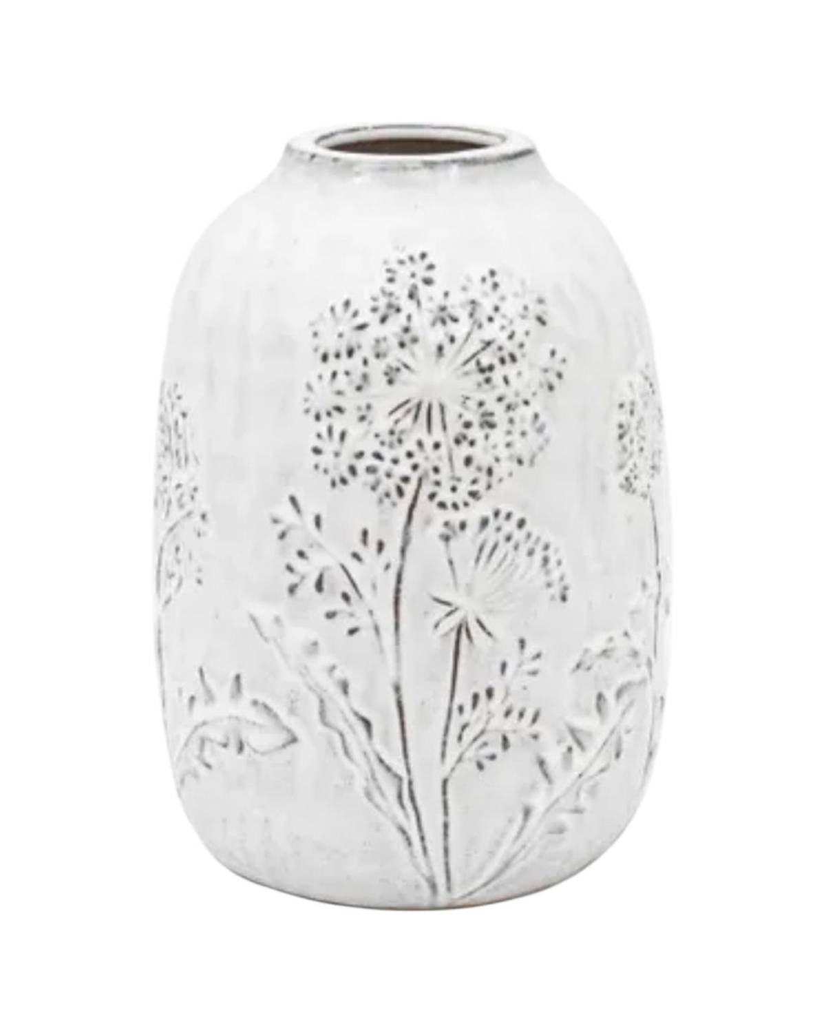 White Ceramic Allium Wildflower Vase