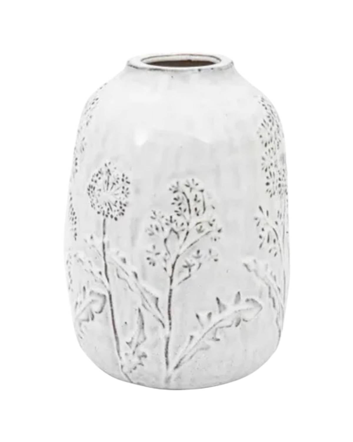 White Ceramic Allium Wildflower Vase