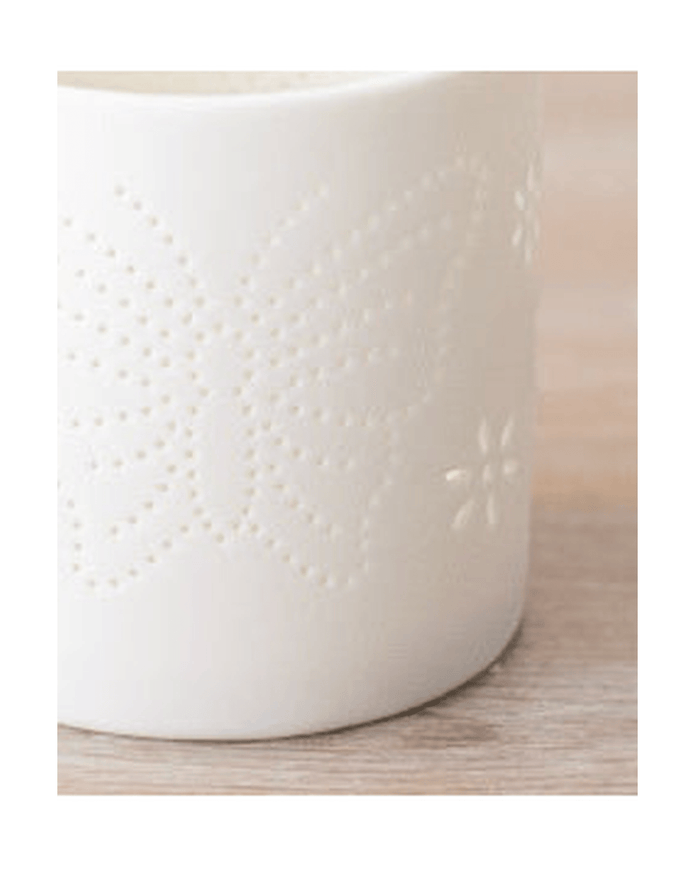 White Ceramic Butterfly Tealight Candle Holder