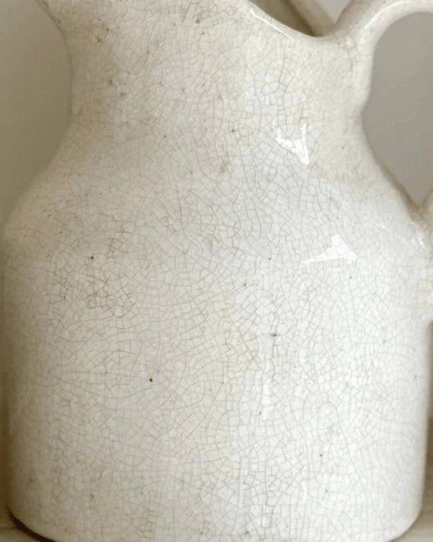 White Ceramic Churn Squat Jug Vase