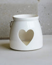 White Ceramic Cut Heart Tealight Candle Holder