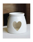 White Ceramic Cut Heart Tealight Candle Holder