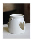 White Ceramic Cut Heart Tealight Candle Holder