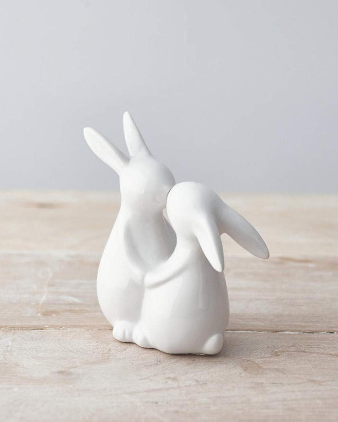 White Ceramic Kissing Bunny