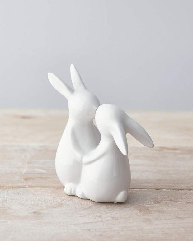 White Ceramic Kissing Bunny