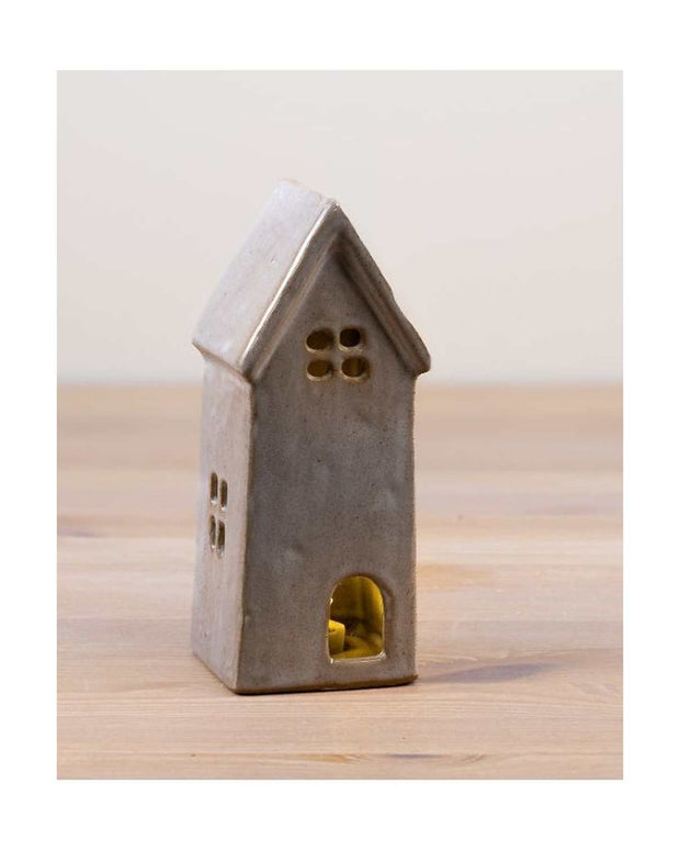 White Ceramic LED Light Up House