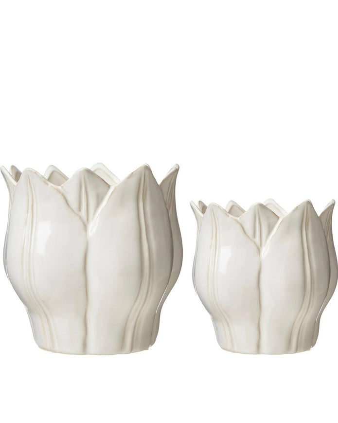 White Ceramic Leslie Tulip Pot - Lulu Loves Home Lulu Loves Home 