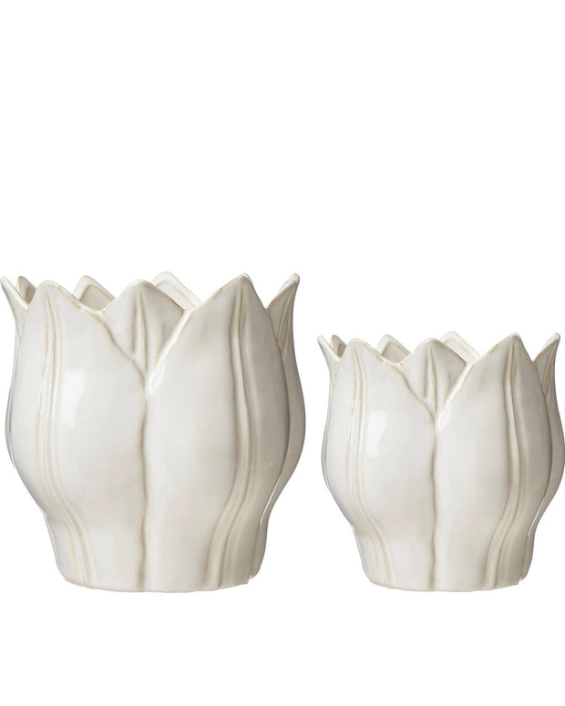 White Ceramic Leslie Tulip Pot - Lulu Loves Home Lulu Loves Home 