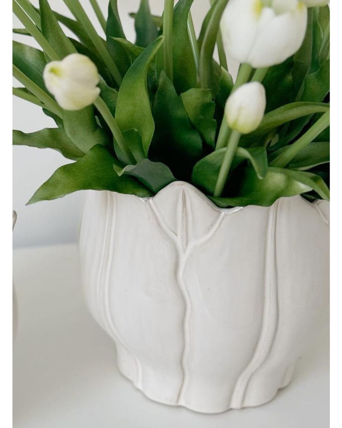 White Ceramic Leslie Tulip Pot